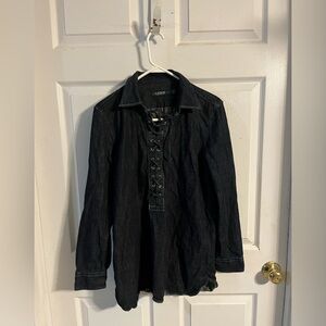 Ralph Lauren Black Lace-Up women’s  Shirt